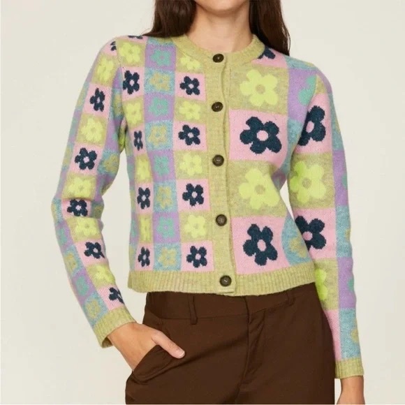 Sandy Liang Sweaters - Sandy Liang “Nanny” Cardigan – Multicolor Floral Knit